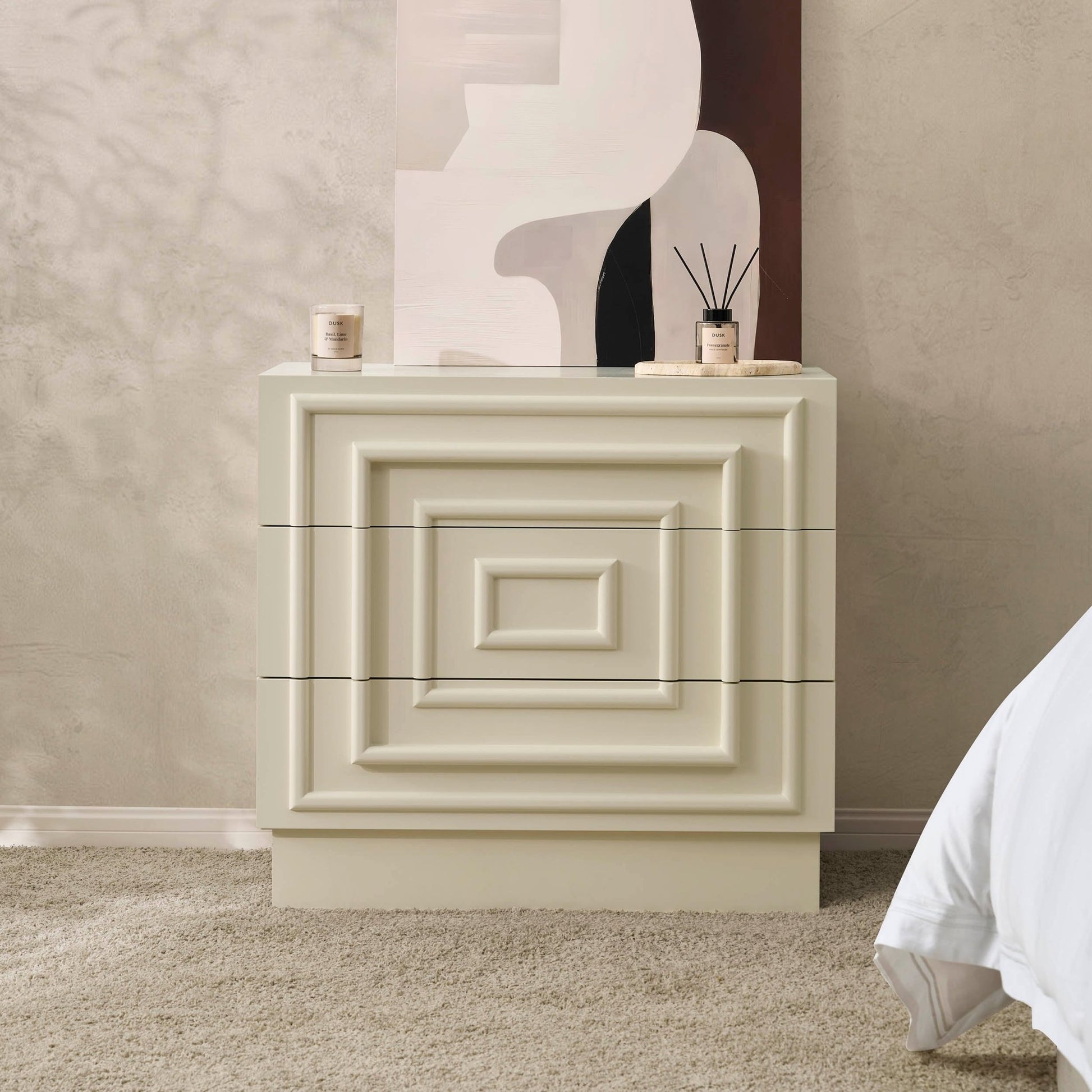 Harlow 3 Drawer Chest - Cream - DUSK