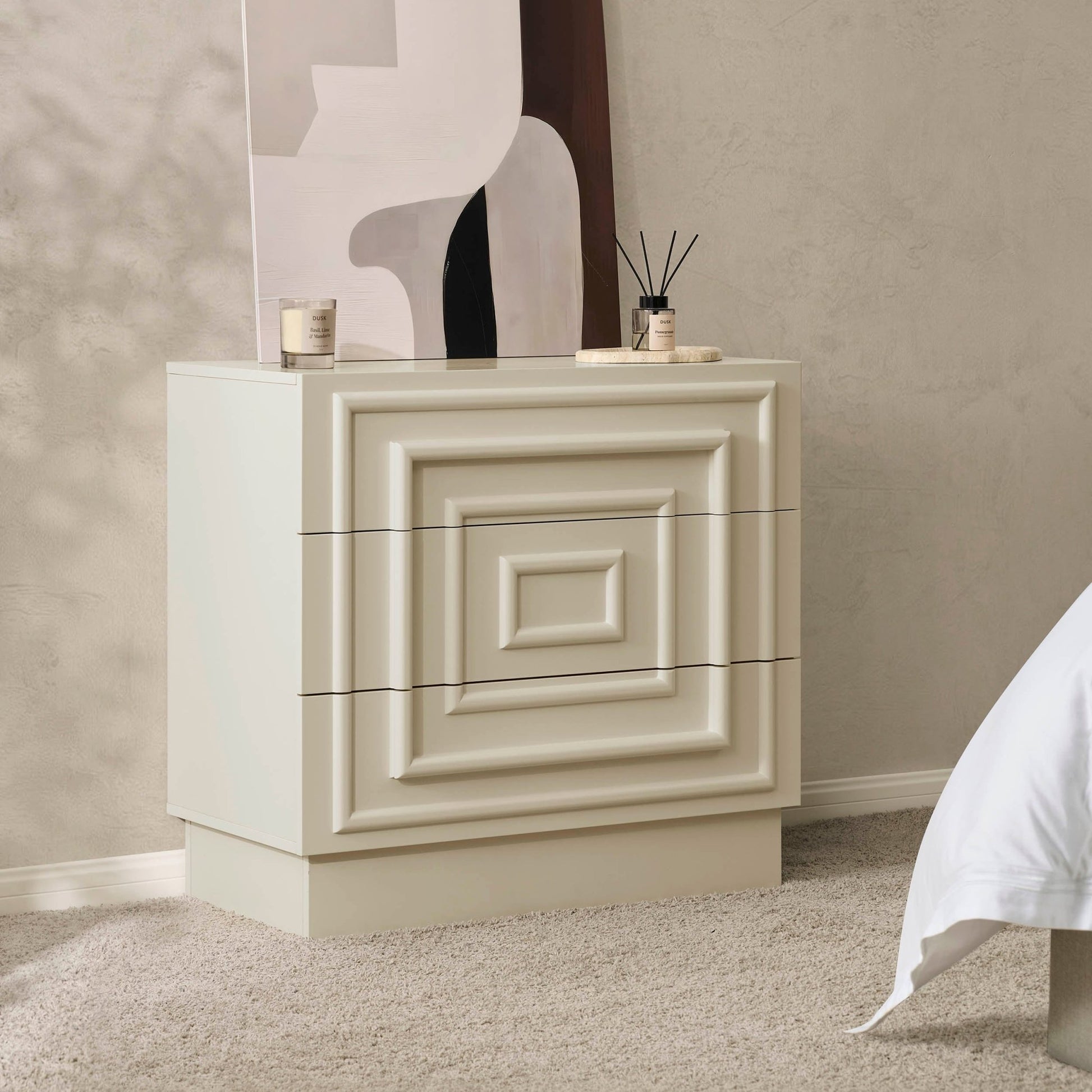 Harlow 3 Drawer Chest - Cream - DUSK