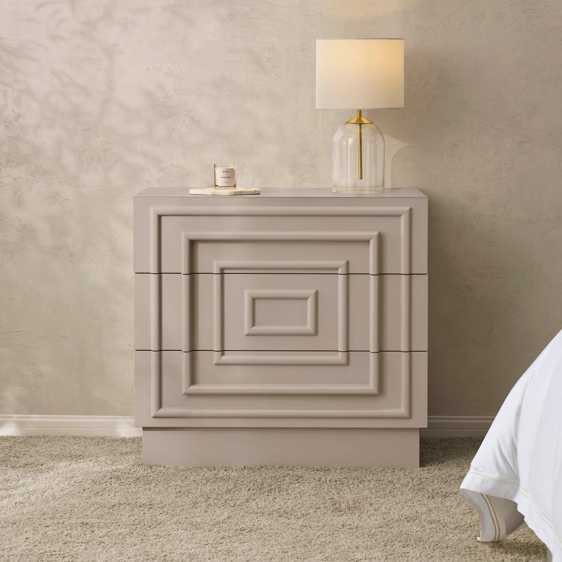 Harlow 3 Drawer Chest - Taupe - DUSK