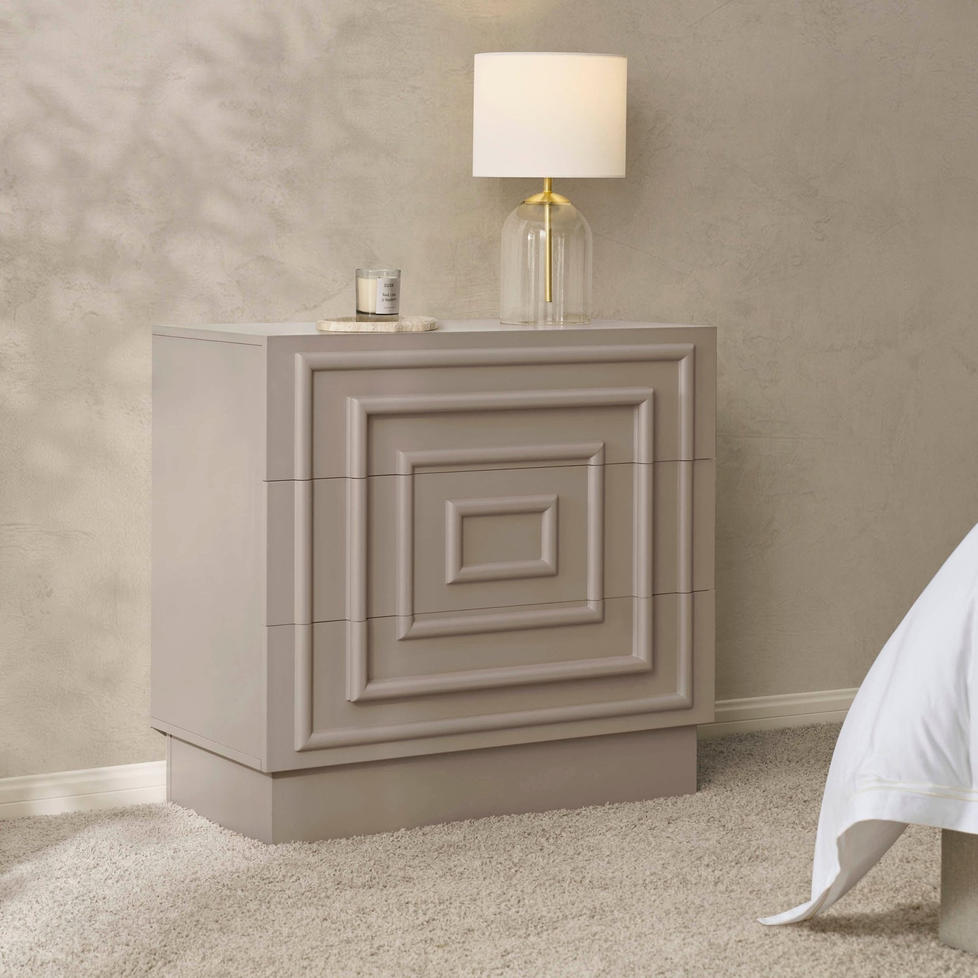 Harlow 3 Drawer Chest - Taupe - DUSK
