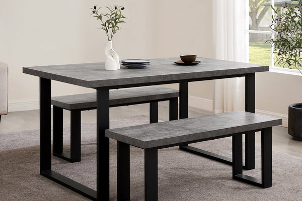 Harper 4 - 6 Seater Dining Table - Stone/Black - DUSK