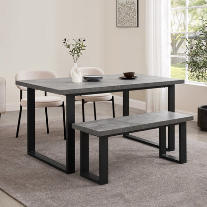 Harper 4 - 6 Seater Dining Table - Stone/Black - DUSK