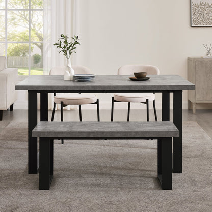 Harper 4 - 6 Seater Dining Table - Stone/Black - DUSK