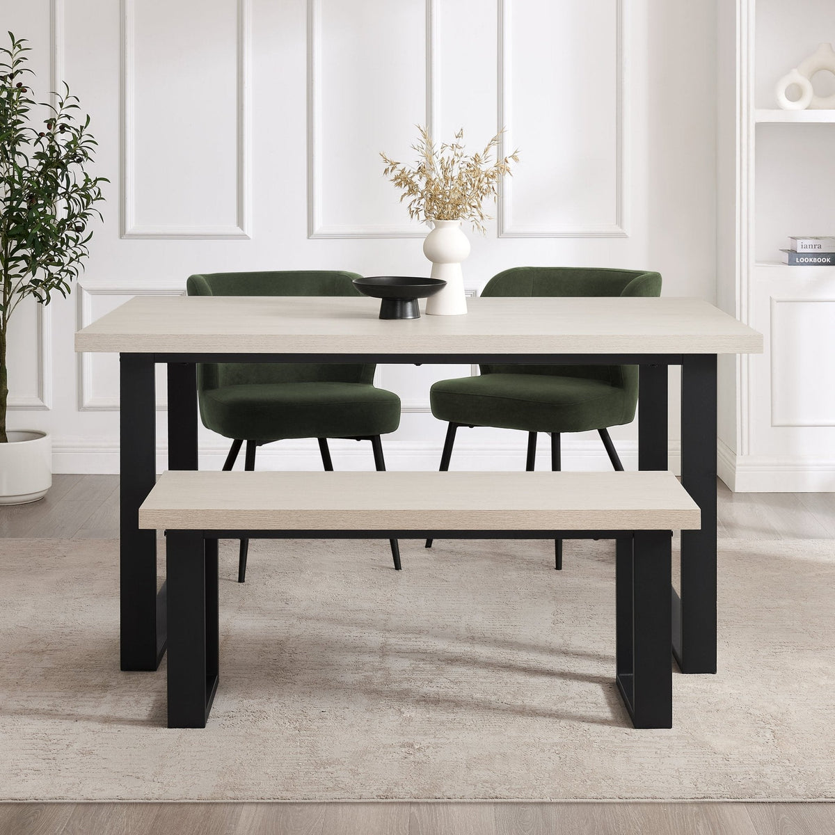 Harper Dining Bench - Wood/Black - DUSK