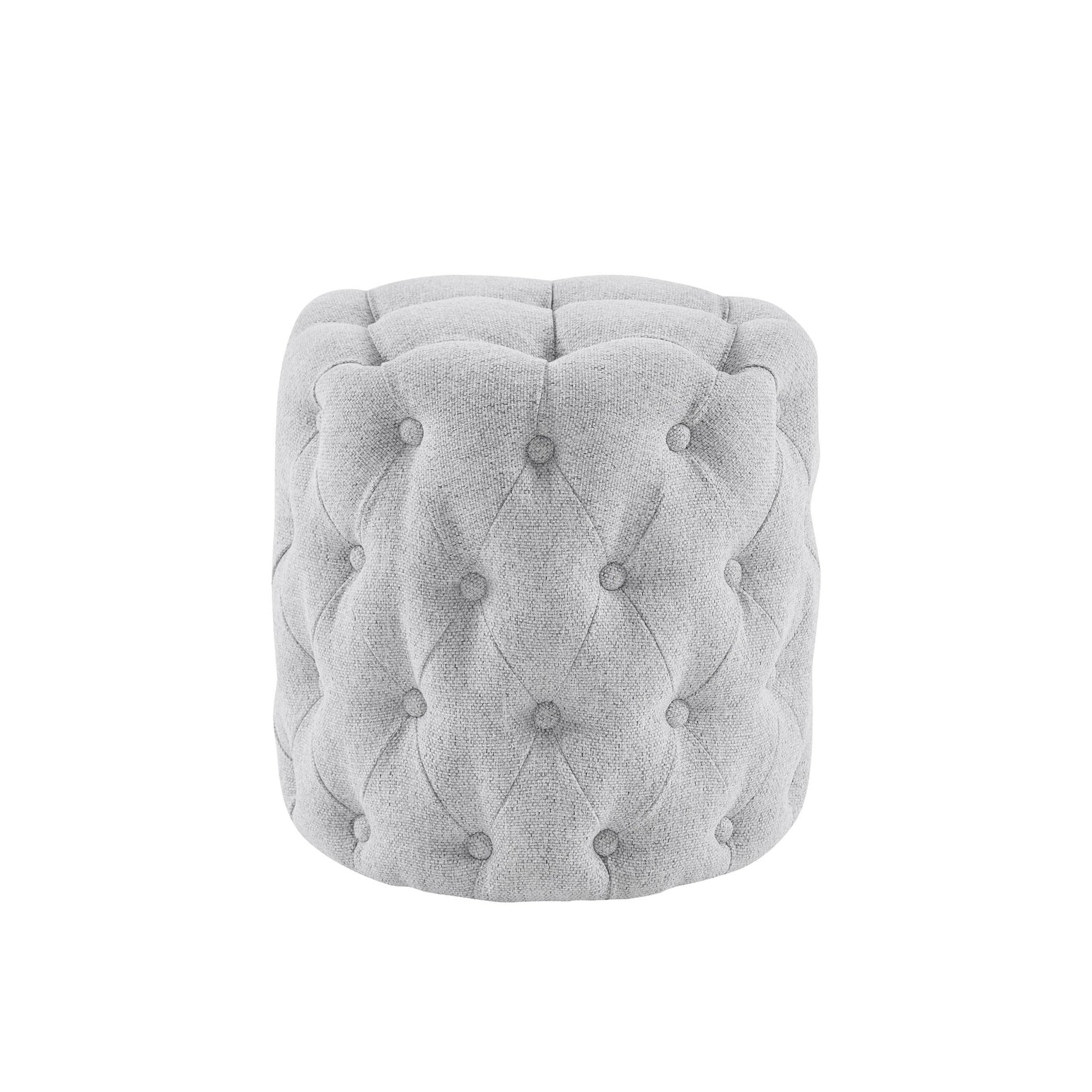 Hastings Buttoned Round Stool - Light Grey - DUSK