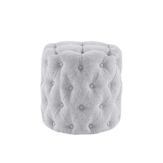 Hastings Buttoned Round Stool - Light Grey - DUSK