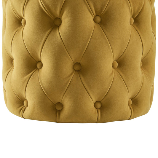 Hastings Buttoned Round Stool - Mustard - DUSK