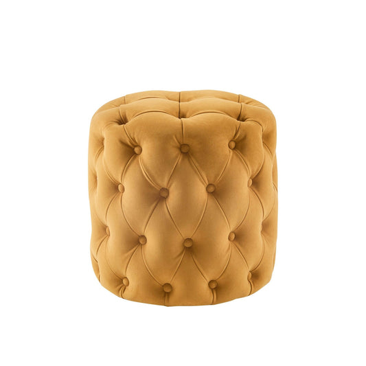 Hastings Buttoned Round Stool - Mustard - DUSK