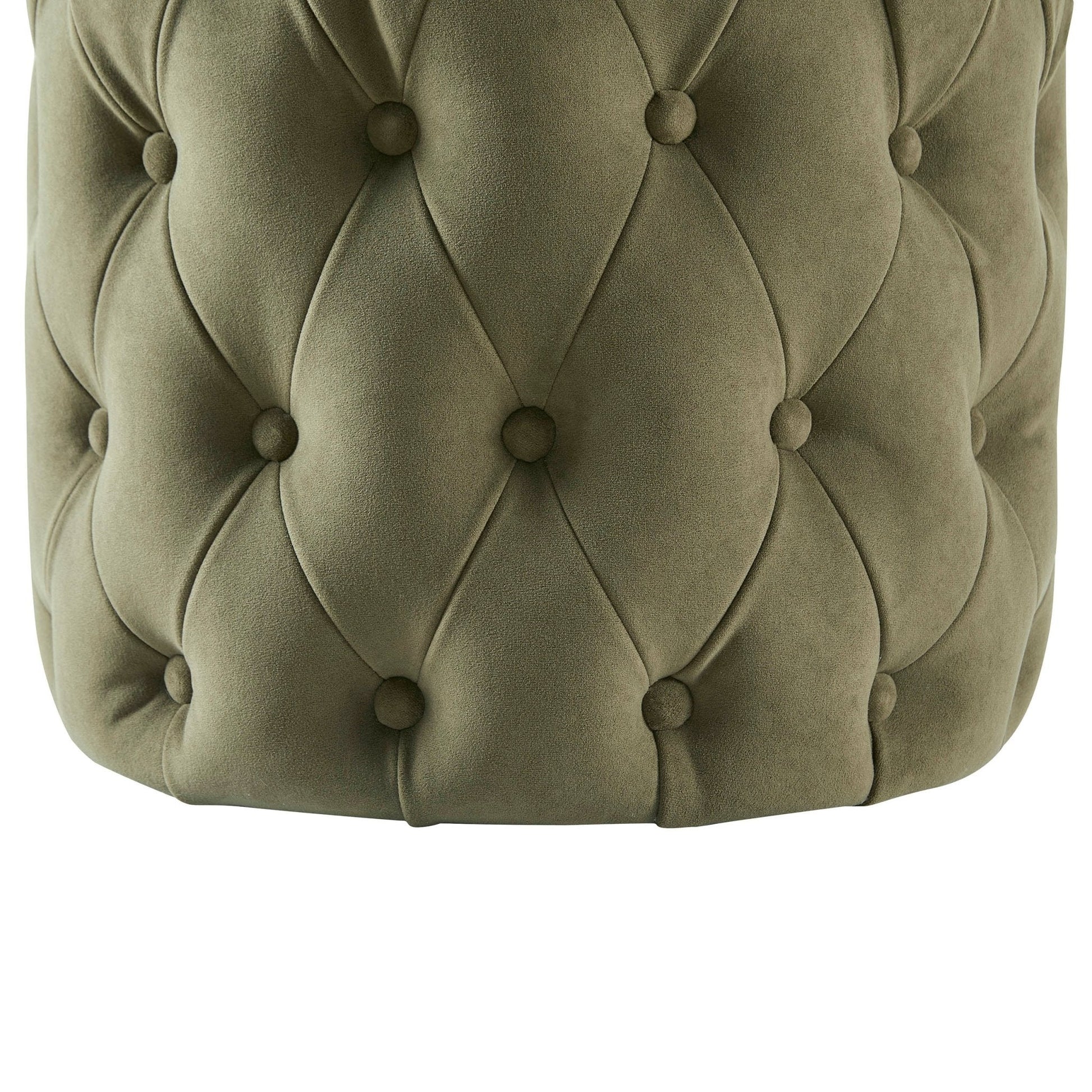 Hastings Buttoned Round Stool - Olive - DUSK