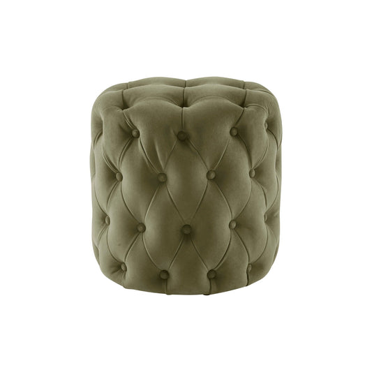 Hastings Buttoned Round Stool - Olive - DUSK