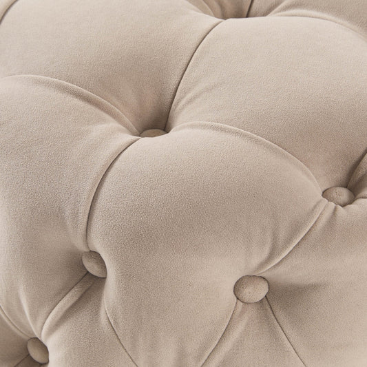 Hastings Buttoned Round Stool - Sand - DUSK