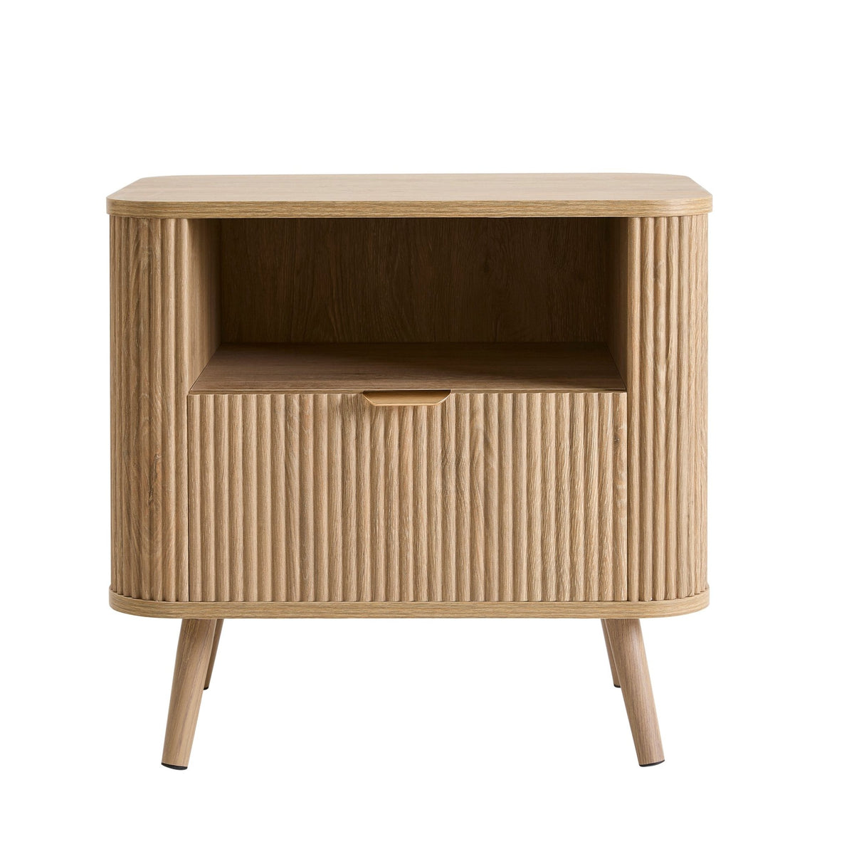 Hattie 1 Drawer Bedside with Shelf - Light Wood - DUSK