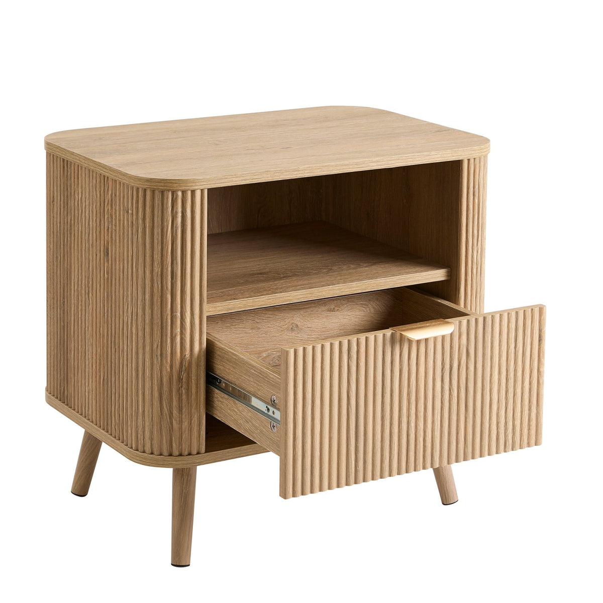 Hattie 1 Drawer Bedside with Shelf - Light Wood - DUSK