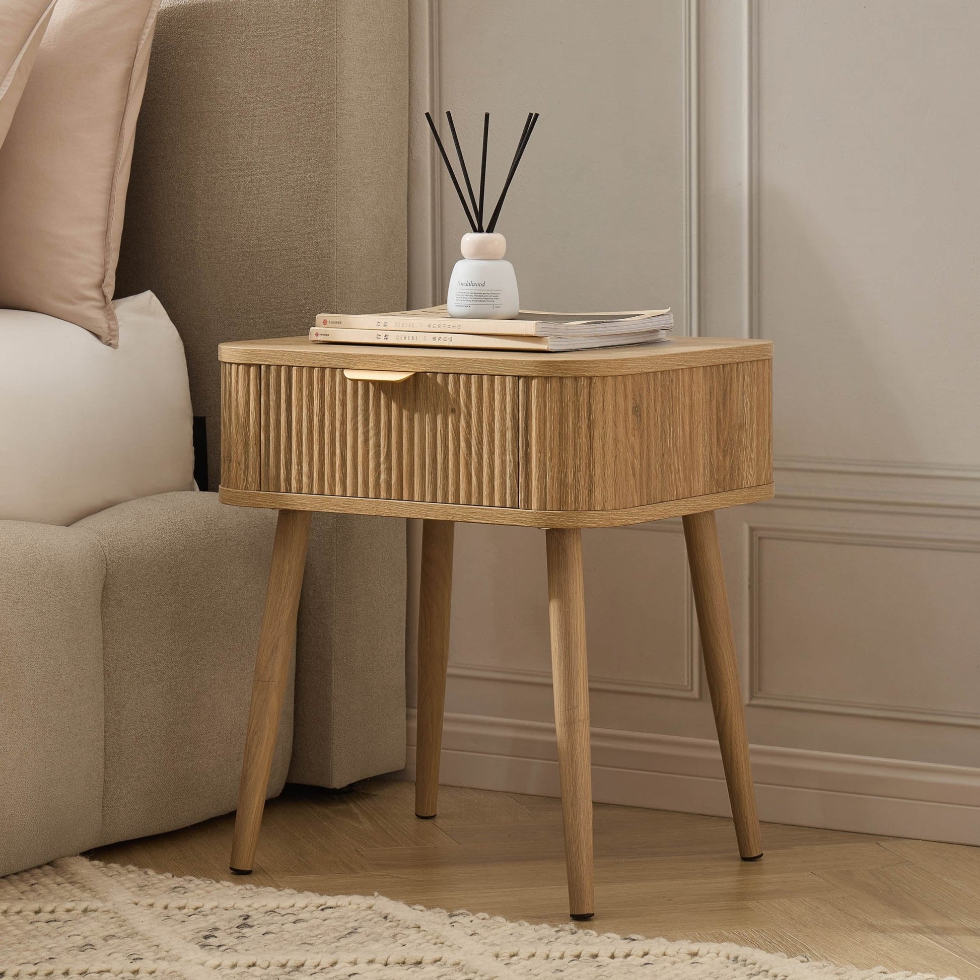Hattie 1 Drawer Nightstand - Light Wood - DUSK