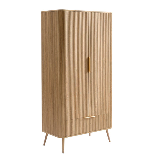 Hattie 2 Door Wardrobe with Drawer - Light Wood - DUSK