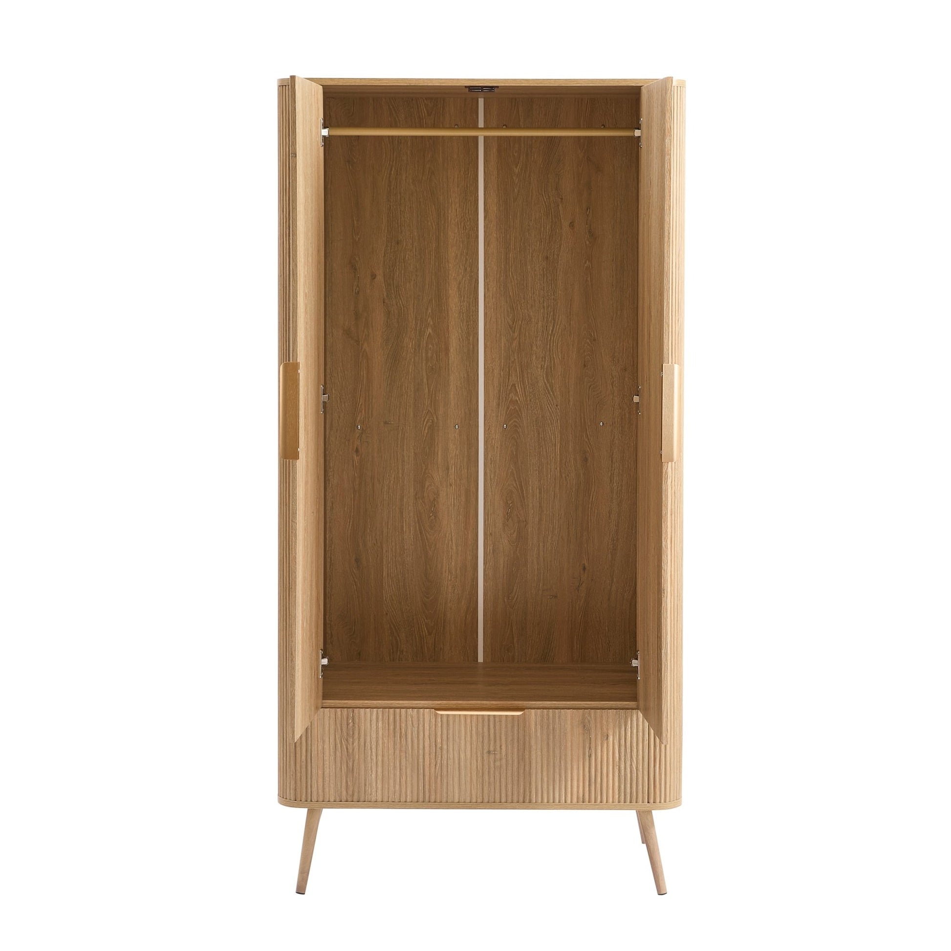 Hattie 2 Door Wardrobe with Drawer - Light Wood - DUSK