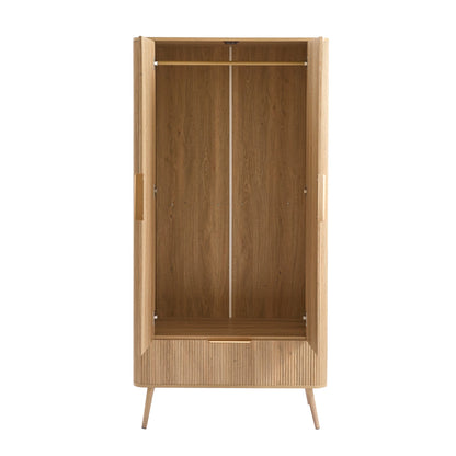 Hattie 2 Door Wardrobe with Drawer - Light Wood - DUSK
