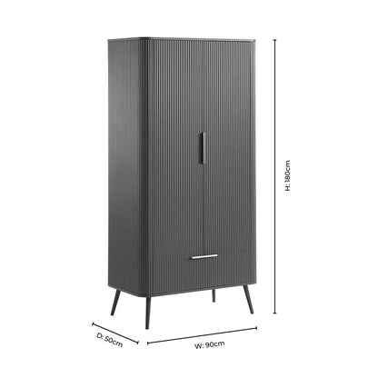 Hattie 2 Door Wardrobe with Drawer - Midnight - DUSK