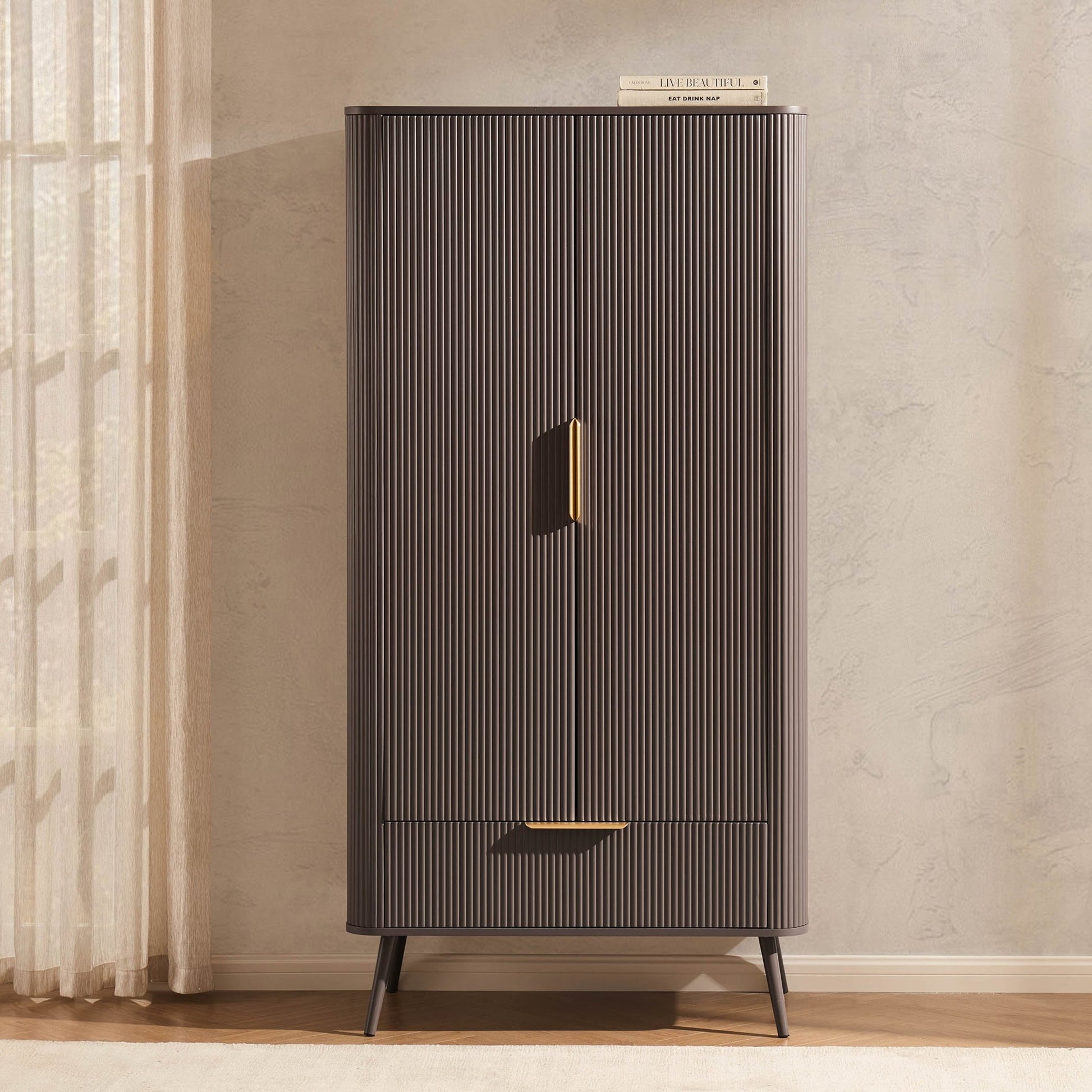 Hattie 2 Door Wardrobe with Drawer - Mocha - DUSK