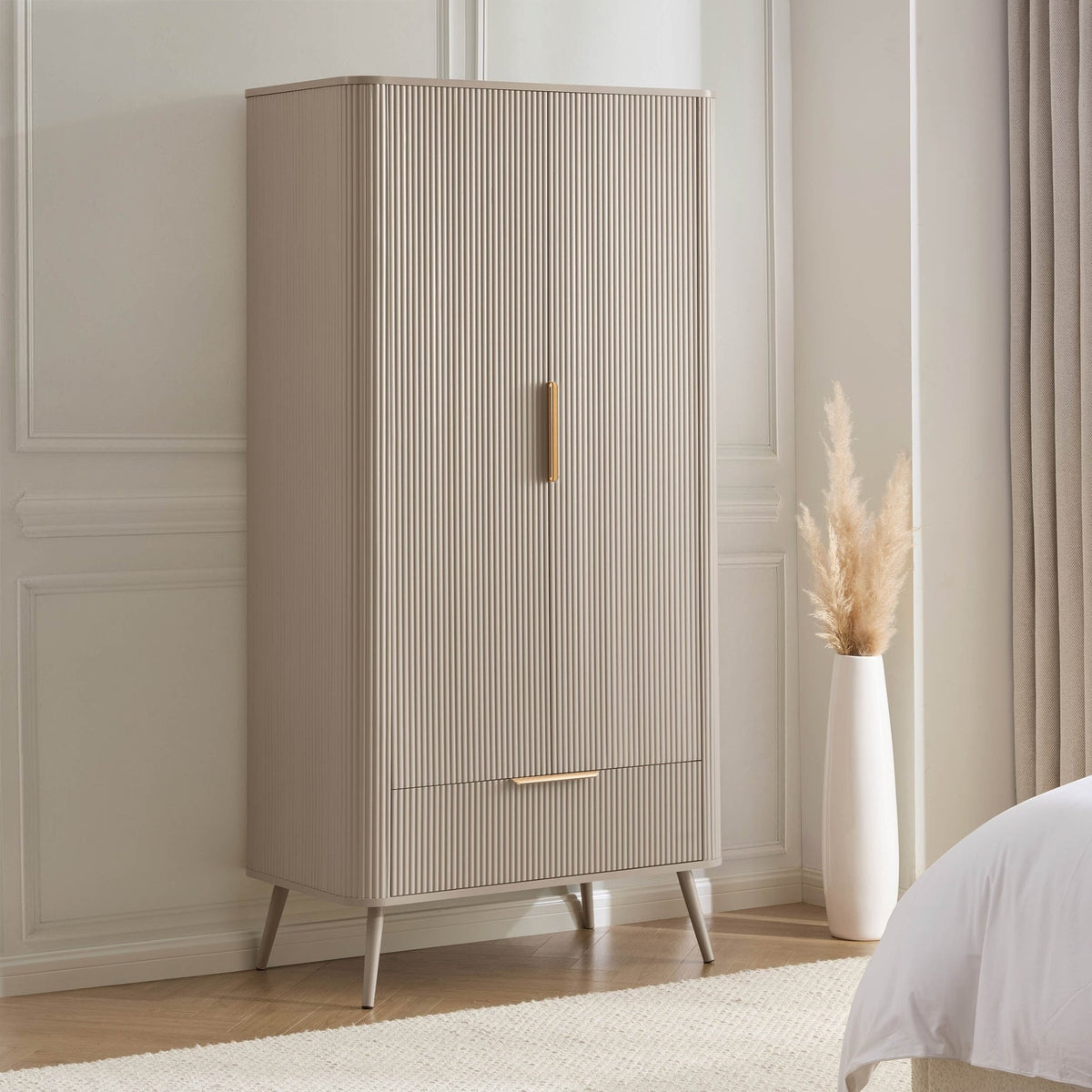 Hattie 2 Door Wardrobe with Drawer - Taupe - DUSK