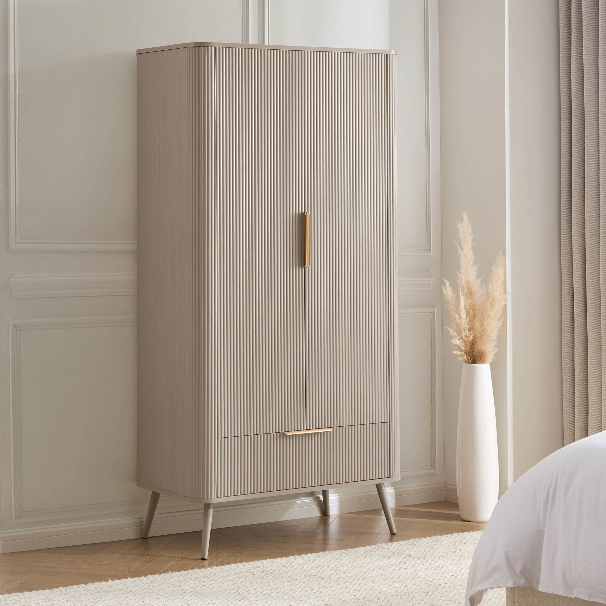 Hattie 2 Door Wardrobe with Drawer - Taupe - DUSK