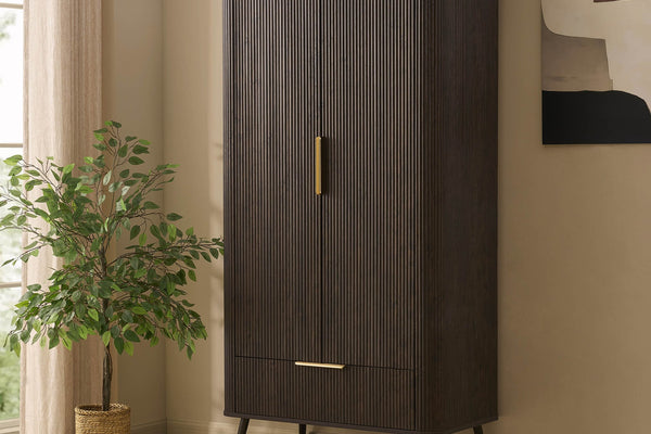 Hattie 2 Door Wardrobe with Drawer - Walnut - DUSK