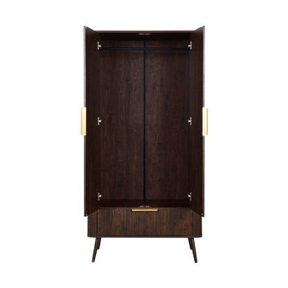 Hattie 2 Door Wardrobe with Drawer - Walnut - DUSK