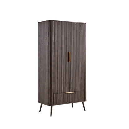Hattie 2 Door Wardrobe with Drawer - Walnut - DUSK
