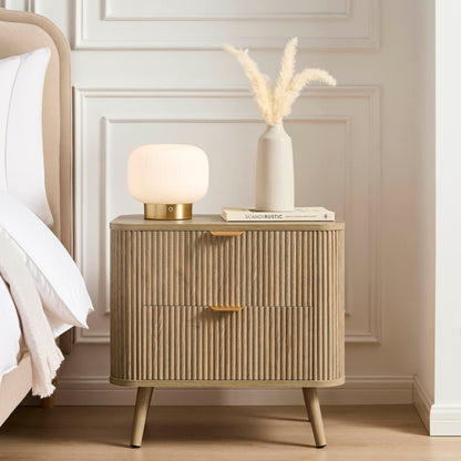 Hattie 2 Drawer Bedside Table - Light Wood - DUSK