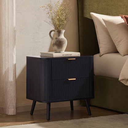 Hattie 2 Drawer Bedside Table - Midnight - DUSK