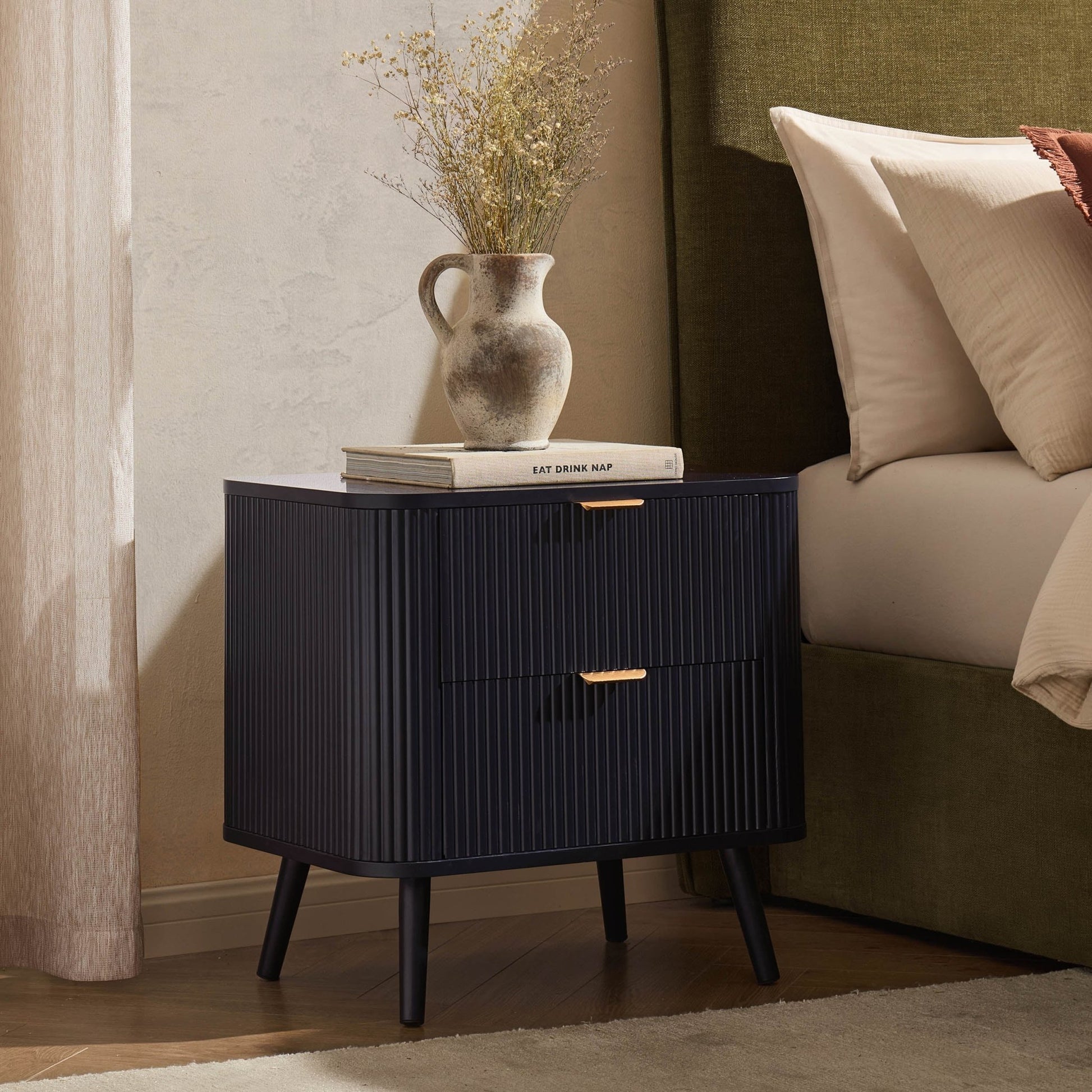 Hattie 2 Drawer Bedside Table - Midnight - DUSK