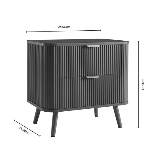 Hattie 2 Drawer Bedside Table - Midnight - DUSK
