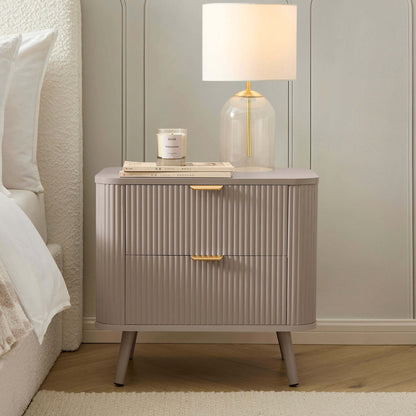 Hattie 2 Drawer Bedside Table - Taupe - DUSK