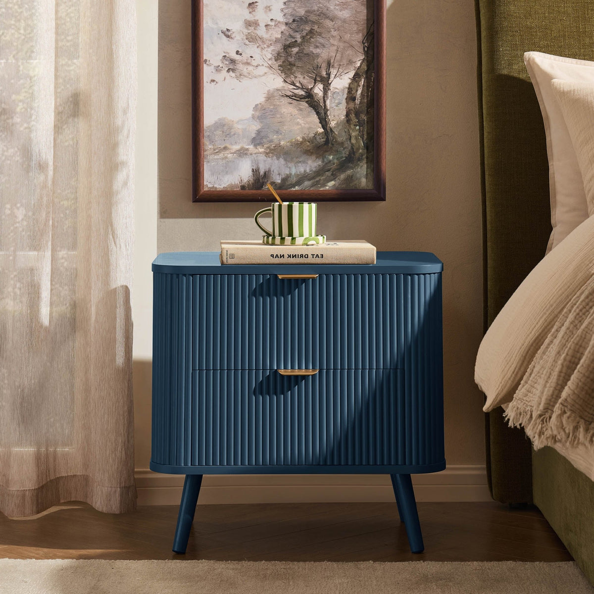 Hattie 2 Drawer Bedside Table - Teal - DUSK
