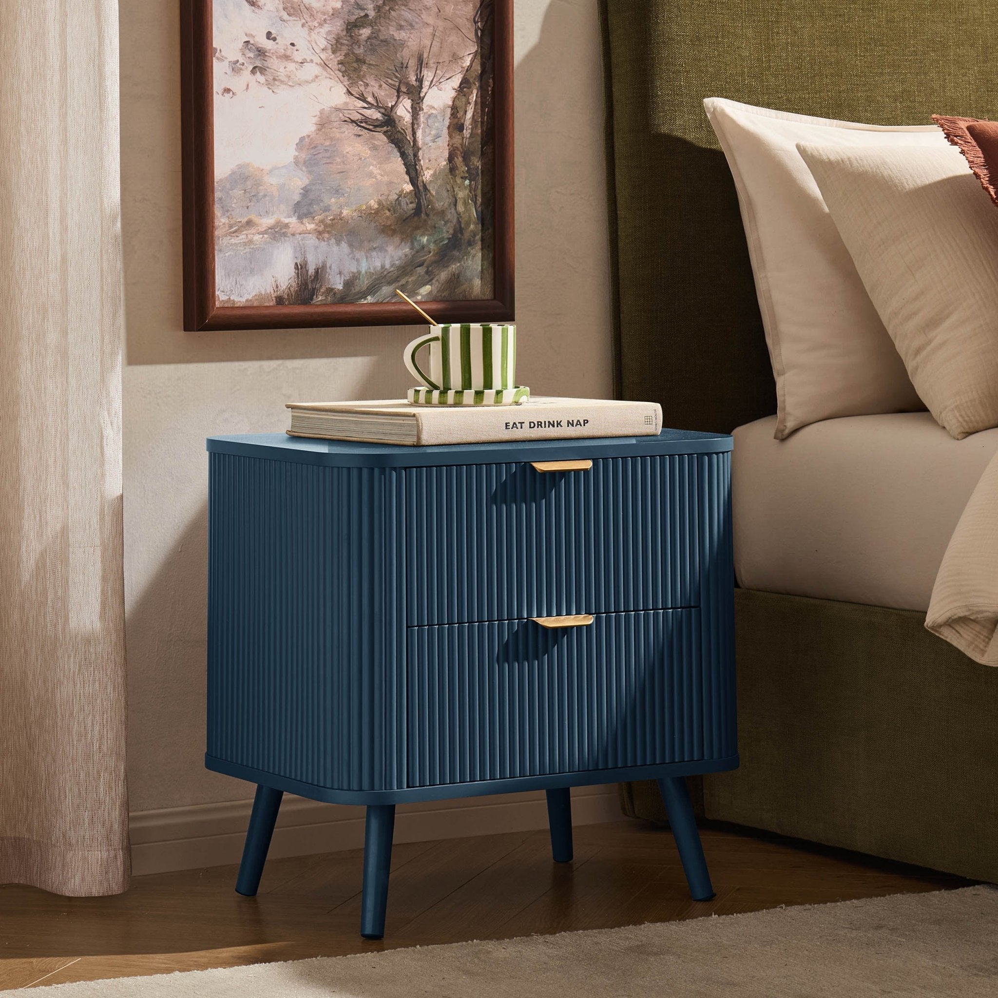 Hattie 2 Drawer Bedside Table - Teal - DUSK