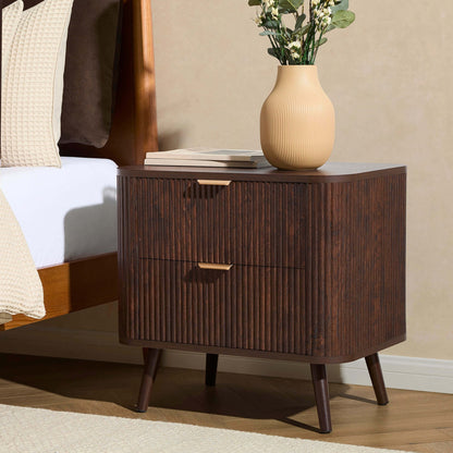 Hattie 2 Drawer Bedside Table - Walnut - DUSK