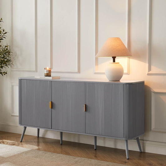 Hattie 3 Door Sideboard - Light Grey - DUSK