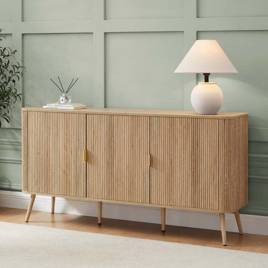 Hattie 3 Door Sideboard - Light Wood - DUSK