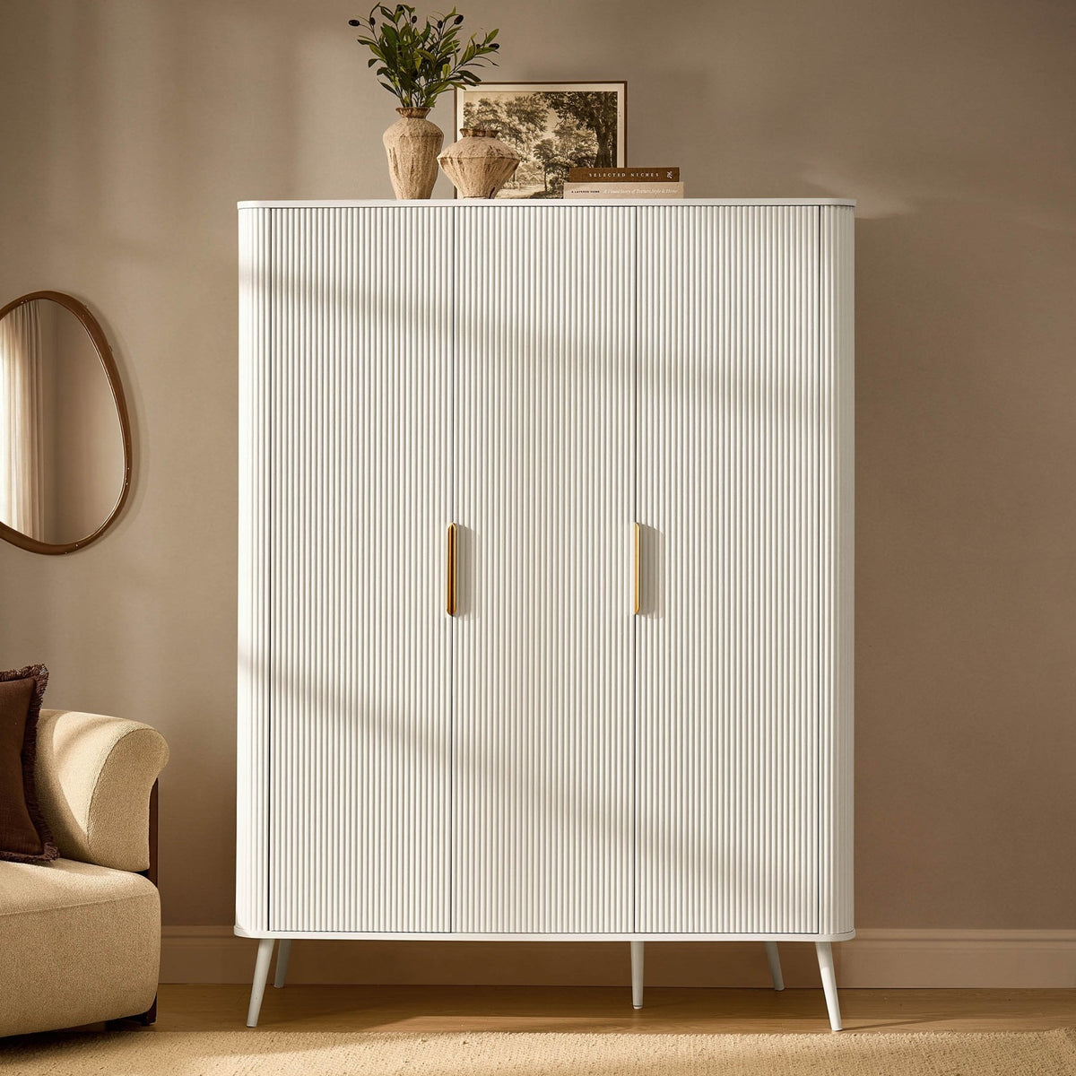 Hattie 3 Door Wardrobe - Warm White - DUSK