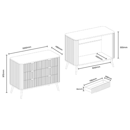 Hattie 3 Drawer Large Chest - Light Grey - DUSK