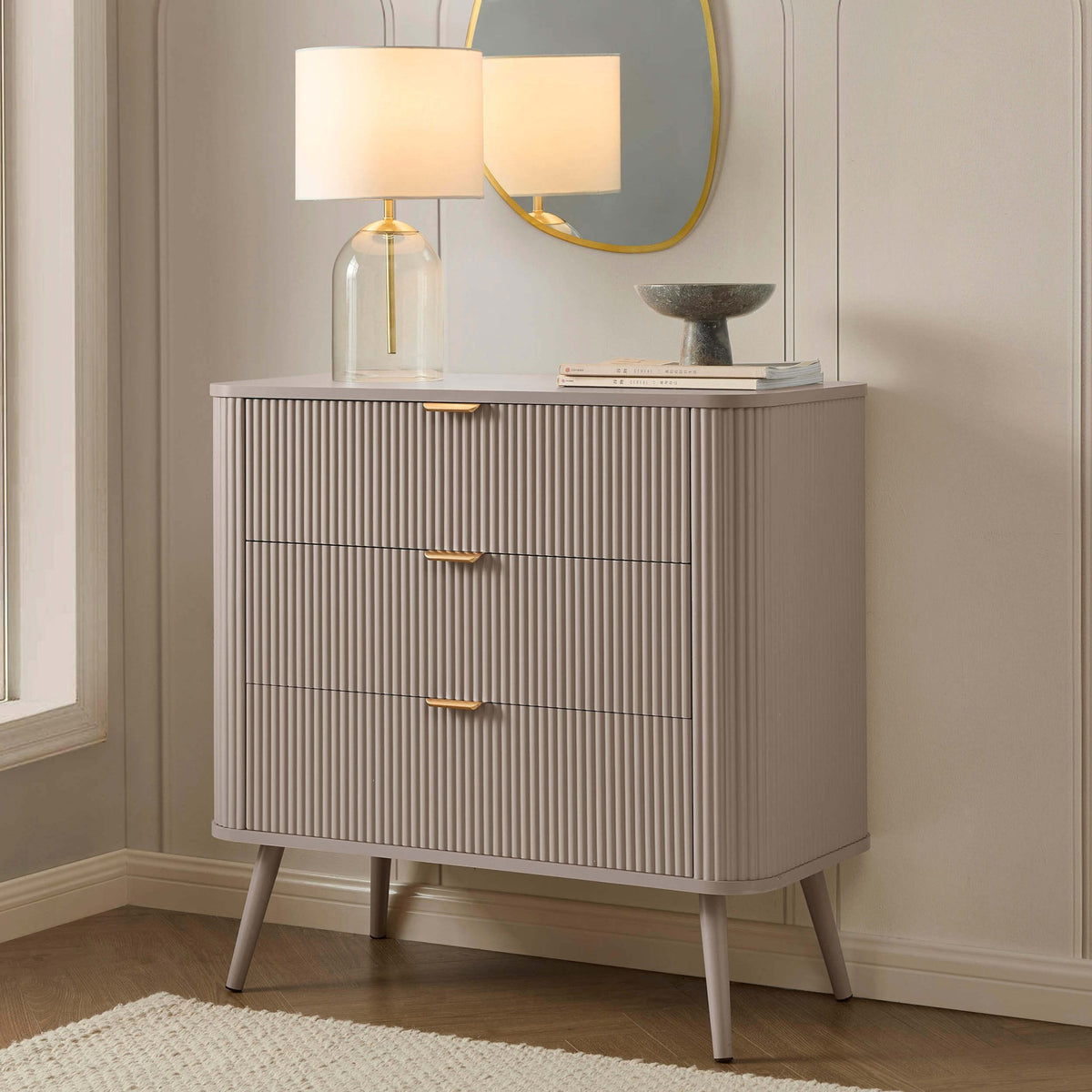 Hattie 3 Drawer Small Chest - Taupe - DUSK