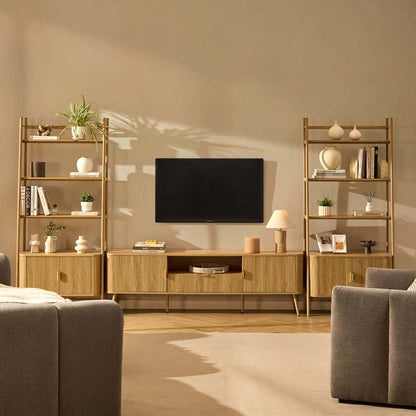 Hattie 3 Piece Bundle - 2 Shelving Units and TV Unit - Light Wood - DUSK