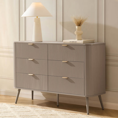 Hattie 6 Drawer Large Chest - Taupe - DUSK
