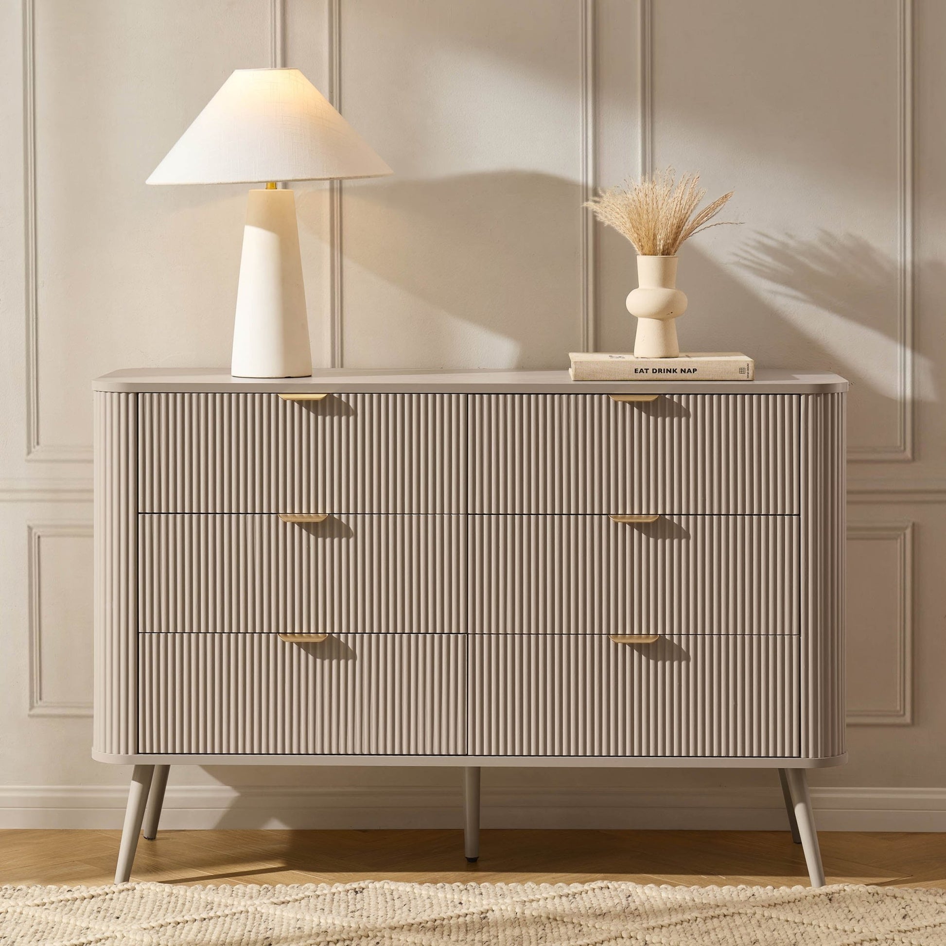 Hattie 6 Drawer Large Chest - Taupe - DUSK