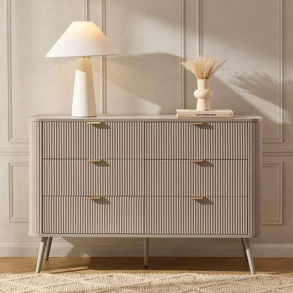 Hattie 6 Drawer Large Chest - Taupe - DUSK