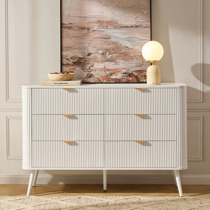 Hattie 6 Drawer Large Chest - Warm White - DUSK