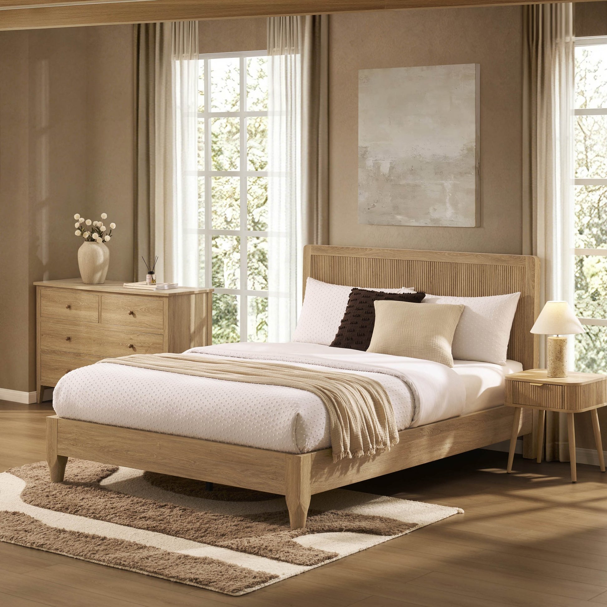 Hattie Bed Frame - Light Wood - DUSK