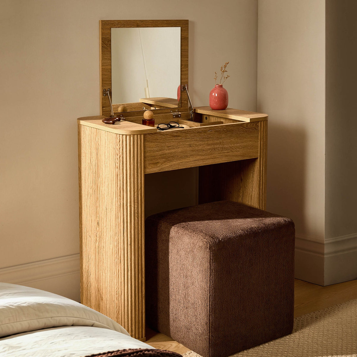 Hattie Compact Dressing Table - Light Wood - DUSK