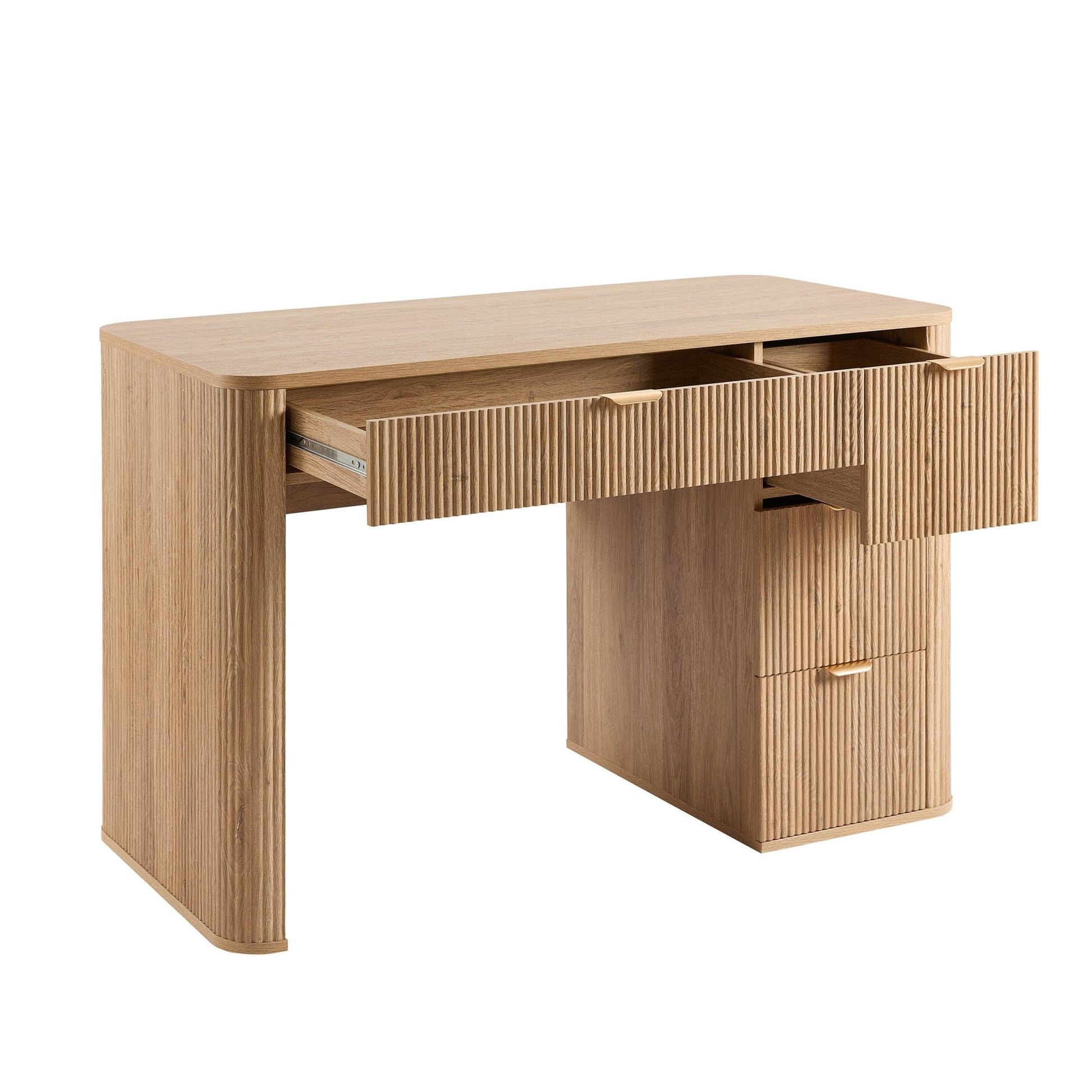 Hattie Large Dressing Table with Drawers - Light Wood - DUSK