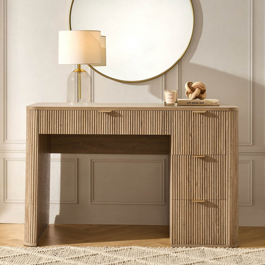 Hattie Large Dressing Table with Drawers - Light Wood - DUSK